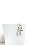 Rhodium teardrop cz drop leverback earrings. 1 inch (27mm) long. Handmade. - $30.00