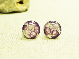 Color earrings, colorful studs hand painted studs, hypoallergenic, gift for her - £25.57 GBP