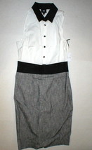 Womens NWT $278 Worth New York 8 Dress Black White Gunmetal Colorblock Office  - £211.95 GBP