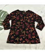 Wear It Womens Vintage Y2k Key Hole Top Size M Black Red Butterfly Flora... - $33.83 CAD