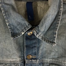 Divided H&amp;M Mens Denim Jacket Distressed Fading Retro Cotton Blue L - $28.84