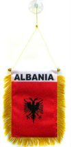 Albania 4&quot;x6&quot; Fringed Mini Banner With Suction Cup - $2.88