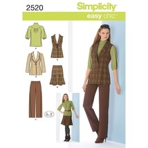 Simplicity Sewing Pattern 2520 Skirt Pants Jacket Knit Top Misses Size 6-14 - £8.03 GBP
