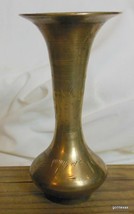 Vintage Small Incised Brass Bud Vase India 4.5&quot; - £13.77 GBP
