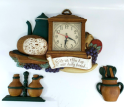 Vintage New Haven Wall Clock set Burwood Give Us Our Daily Bread - Plastic 1985 - £19.69 GBP