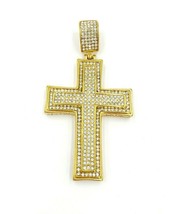 Cross Pendant Gold Stainless Steel Men Jewelry Charm CZ - $12.86