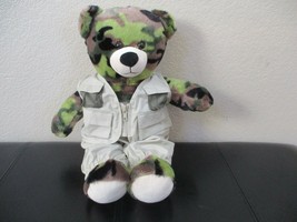Build A Bear Workshop Camo Teddy Dressed In Fishing Waders &amp; Vest 18&quot; - $19.34