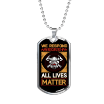 Firefighter Lives Matter Necklace Stainless Steel or 18k Gold Dog Tag 24&quot; Chain - £37.52 GBP+