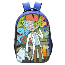 WM Rick And Morty Backpack Daypack Schoolbag Bookbag Blue Type Game - £15.72 GBP