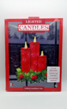 Impact Lighted Shimmer Candles Christmas Indoor Outdoor Holly Berries Red 2010 - £19.94 GBP