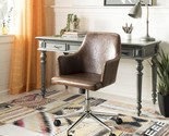 Safavieh Home Cadence Brown Faux Leather And Chrome Swivel Office Chair. - £139.64 GBP