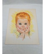Vintage Little Boy With Freckles Holding Face Art Print 11&quot; X 14&quot; - $654.75 MXN