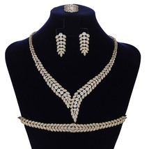 Jewelry Sets HADIYANA Luxury Lady Bridal Engagement Wedding Necklace Earrings Ri - £97.46 GBP