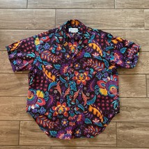 Vintage Purple Hawaiian Short Sleeve Shirt Central Falls Made In USA - £51.95 GBP