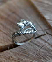 Snake ring, silver snake ring, antique silver, twisted snake (R307) - £7.98 GBP