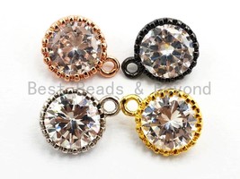 10mm Micro Pave Round Shaped Pendant with Big Clear CZ, Cubic Zirconia Pendant - $1.90