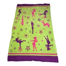 Disney Blanket Tinker Bell Cartoon Green Purple Warm Fleece Soft Plush 4... - $24.72