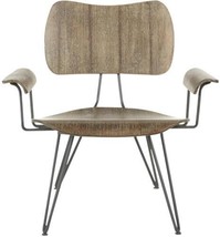 Arm Chair ANDREW Industrial Distressed Medium Gray Oak Iron Reclaimed Wood - £758.01 GBP