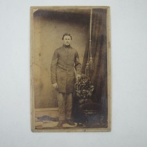 Civil War Soldier CDV Photo Union Sergeant Uniform Standing with Chair Antique - £78.35 GBP