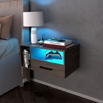 Nightstand With Charging Station And Led Strips, 21.3&quot; Table With, Light... - $2,104.13 MXN
