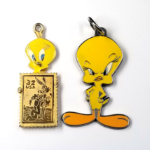 2 Warmer Bros Looney Tunes Tweety Bird Keychain Charms USPS Stamp &amp; Plas... - $23.00