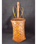 Hanging WICKER BASKET Elongated Tube Design 16&quot; T RATTAN Container 7&quot; W ... - $129.09 MXN