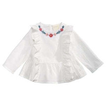 First Impressions Baby Girls Embroidered Ruffle-Trim Top - £7.21 GBP