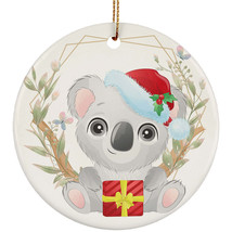Funny Baby Koala Ornament Flower Wreath Christmas Gift Decor For Animal Lover - £11.78 GBP