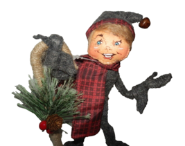 New 9&quot; Annalee Woodland Plaid Elf W/ Pine Winter Woods - $23.75