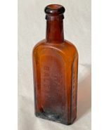Vintage Antique Parker&#39;s Hair Balsam New York Amber Glass Embossed Barbe... - $19.17 CAD