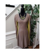 Jessica Simpson Sweater Dress Women Large Brown Green Knit Midi V Neck Pullover - $38.27 CAD