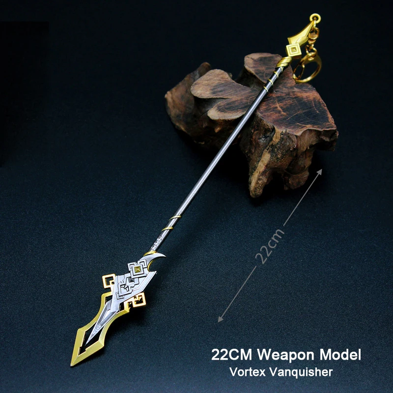 22CM Spear Weapon Metal Model Genshin Impact Zhong Li Vortex Vanquisher - £8.17 GBP+