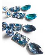 Blue Dangles, Long Blue Earrings, Cocktail Earrings, Rectangle Earrings,... - £17.56 GBP