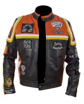 Men&#39;s Motorcycle Vintage Biker Genuine Cowhide Motor Bike Style Leather Jacket - £121.91 GBP
