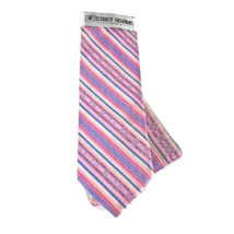 Stacy Adams Men Tie Hanky Set Hot Pink Fuchsia Bone Royal Blue Microfiber 3.25&quot; - £15.79 GBP