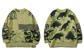 Ted jumper sweaters dinosaur color block streetwear harajuku 2021 autumn fashion casual thumb200