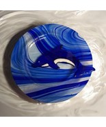 ARTIST SIGNED Jan Mitchell Fused Art Glass DOLPHIN PORPOISE Plate Cobalt... - $24.74