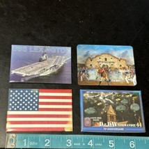 4 Magnets USA Flag D-Day Normandy Lenticular The Alamo USS Lexington Ship - £14.98 GBP