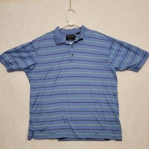 Donald Trump Men&#39;s Polo Shirt Sz M Medium Blue Short Sleeve Striped Casu... - $20.87