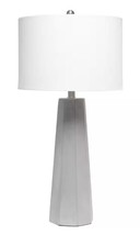 White Concrete Pillar 30.5 in. Table Lamp w/ White Fabric Shade - £58.17 GBP