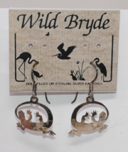 Wild Bryde Sterling Silver 925 Gecko Lizard Dangle Drop Earrings - £19.97 GBP
