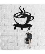 Key Holder Rack Wall Mounted - Modern Coffee Time Decor Key Organizer wi... - £6.32 GBP