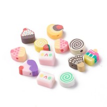 10 Polymer Clay Food Beads Assorted Lot 7mm to 12mm Food Jewelry Supplies - £2.04 GBP