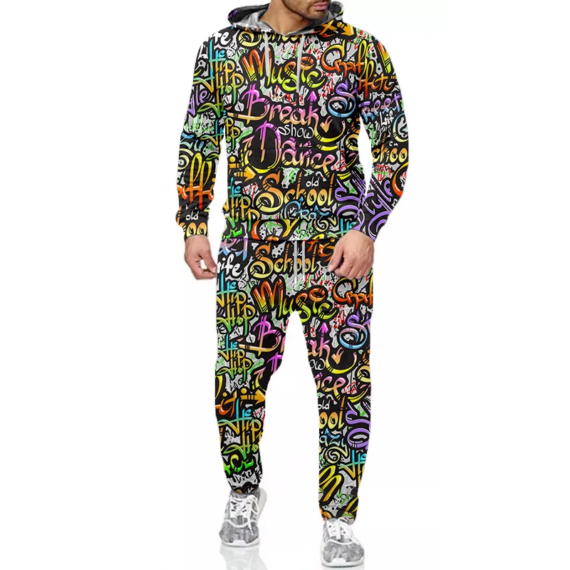 Men trauits spring mens clothes streetwear Hoodies and Pants set woman 2 pieces  - £127.71 GBP