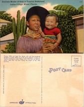 One(1) Florida Miami Tropical Hobbyland Village Seminole Mother &amp; Baby Postcard - £6.67 GBP