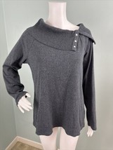 Rafaella Women’s Gray Asymmetric Neckline Pullover Ribbed Sweater Sz Large - £11.64 GBP