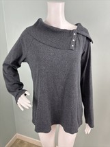 Rafaella Women’s Gray Asymmetric Neckline Pullover Ribbed Sweater Sz Large - £11.76 GBP