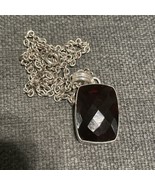 Red Garnet German Silver Pendent With Free Chain - £14.93 GBP