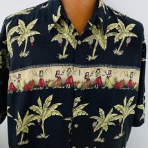 Campia Moda Aloha Hawaiian XL Shirt Wahines Hula Girs Palm Trees Luau Pineapple - £31.69 GBP