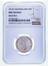 1919C Canadá Terranova 25 Centavos NGC UNC Detalles KM# 17 - $414.76